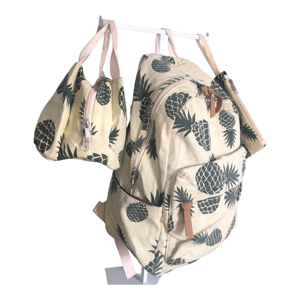 Pineapple Print Backpack and Tote Set